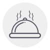 the cooked food icon to show the application of food processing field