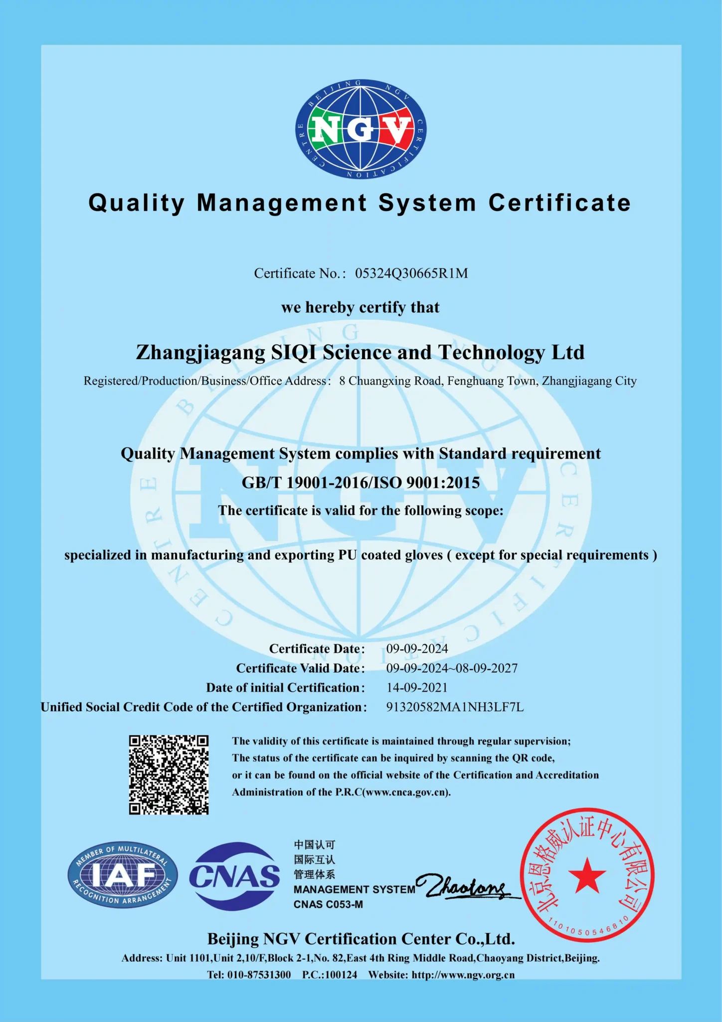 ISO 9001 International Quality Management Certification