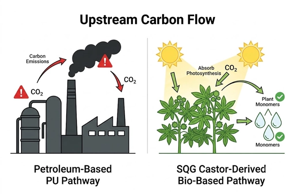 Bio-based polyurethane versus petroleum-based coatings carbon sequestration comparison flowchart