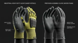 Comparison of sandy nitrile coated gloves and micro-foam nitrile safety gloves for industrial hand protection selection