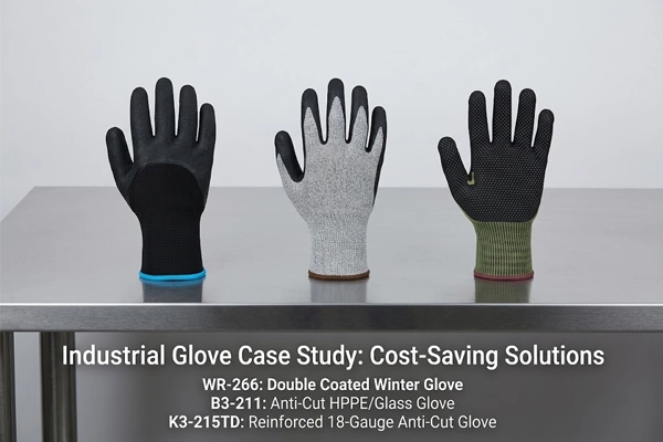 SQG premium industrial nitrile gloves: WR-266 thermal, B3-211 cut-resistant sandy nitrile, and K3-215TD dot-reinforced touchscreen gloves