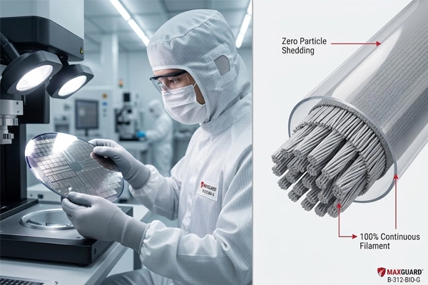 Lint-free PU palm coated cleanroom gloves with continuous filament liner for semiconductor and optical handling