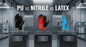 PU coated vs nitrile vs latex work gloves comparison for industrial precision assembly and heavy duty manufacturing
