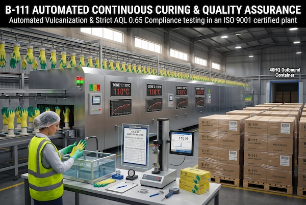 Continuous tunnel oven vulcanization line with PID temperature control and AQL 0.65 batch quality inspection for 12,000-pair bulk shipments